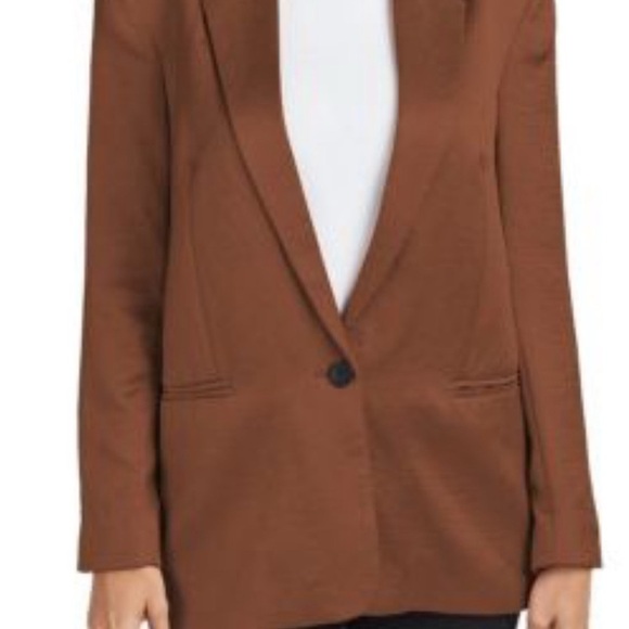DR2 By Daniel Rainn Notch Collar Blazer Size Small Root Beer Rumpled Satin NWOT - Picture 1 of 16
